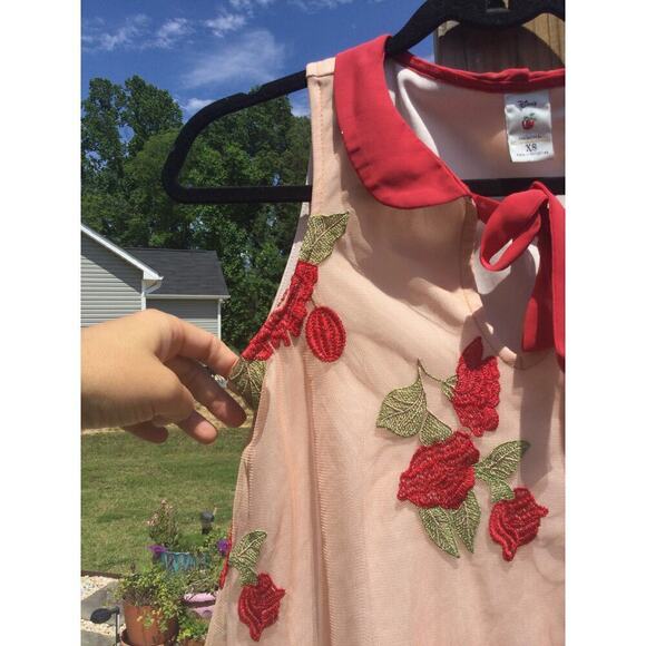 Disney sleeveless blouse XS extra small sheer fairy princess whimsical red peach - Picture 3 of 11